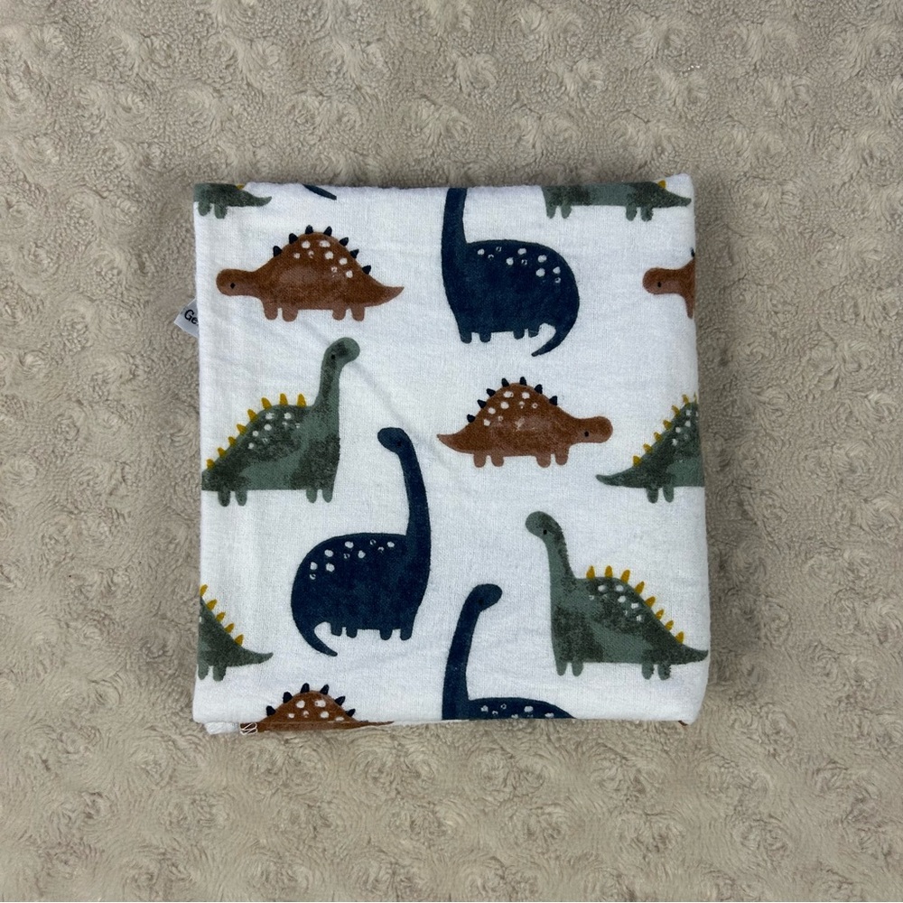Gerber Blue Green Dinosaurs Baby Receiving Blanket Flannel Brown White Thin